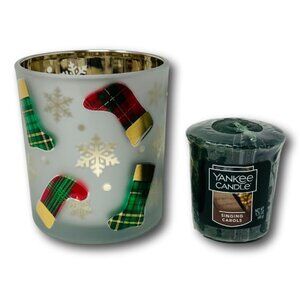Yankee Candle Christmas Stockings Votive Holder Display with Singing Carols
